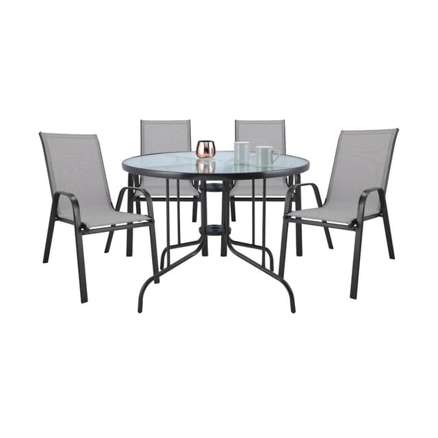 ชุดโต๊ะสนาม 4 ที่นั่ง รุ่นสแตมป้า - สีกาแฟ