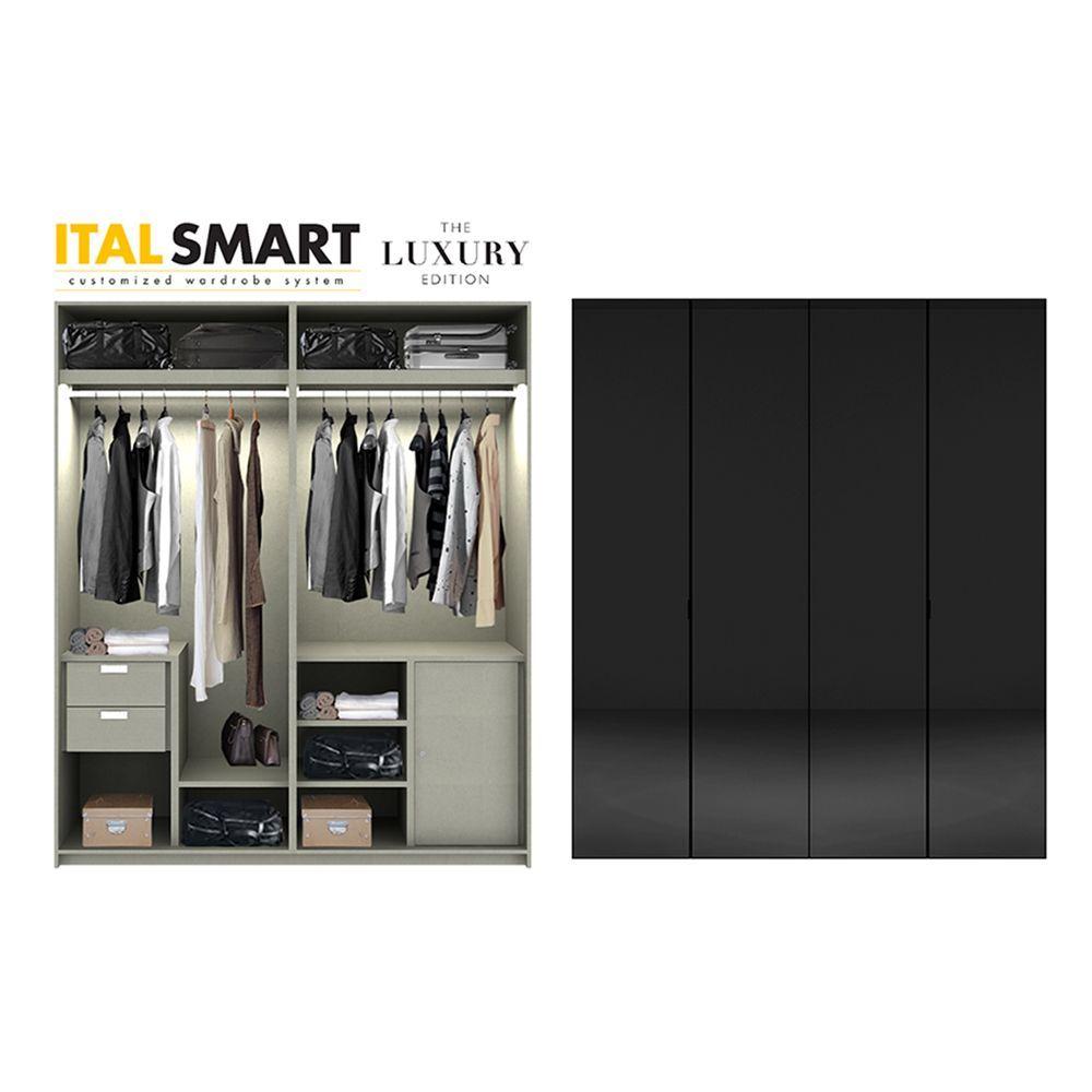 ตู้เสื้อผ้า อิตัล-สมาร์ท รุ่น 2.0 LUX01 - กระจกใสพ่นสีดำ