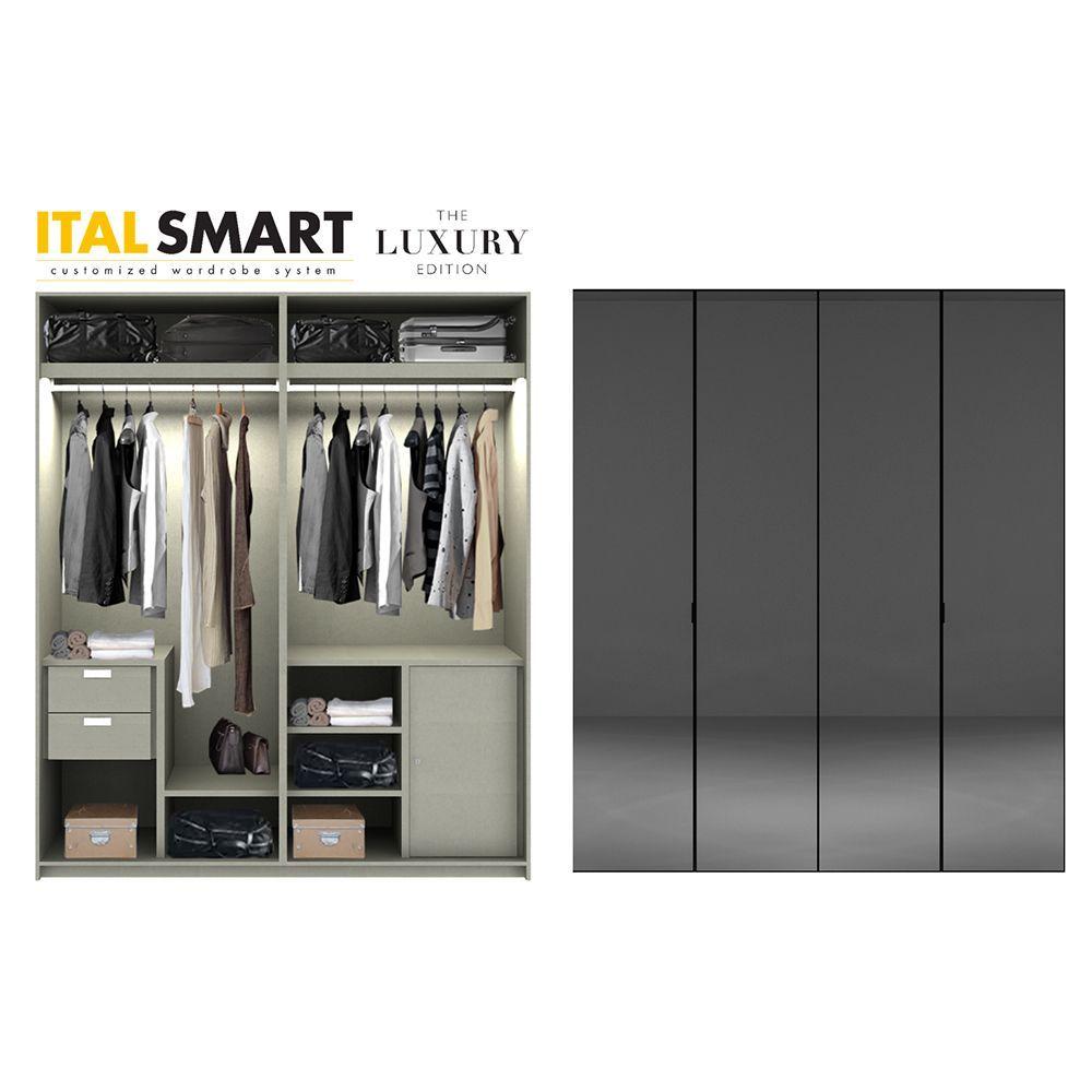 ตู้เสื้อผ้า อิตัล-สมาร์ท รุ่น 2.0 LUX05 - กระจกเงาชา