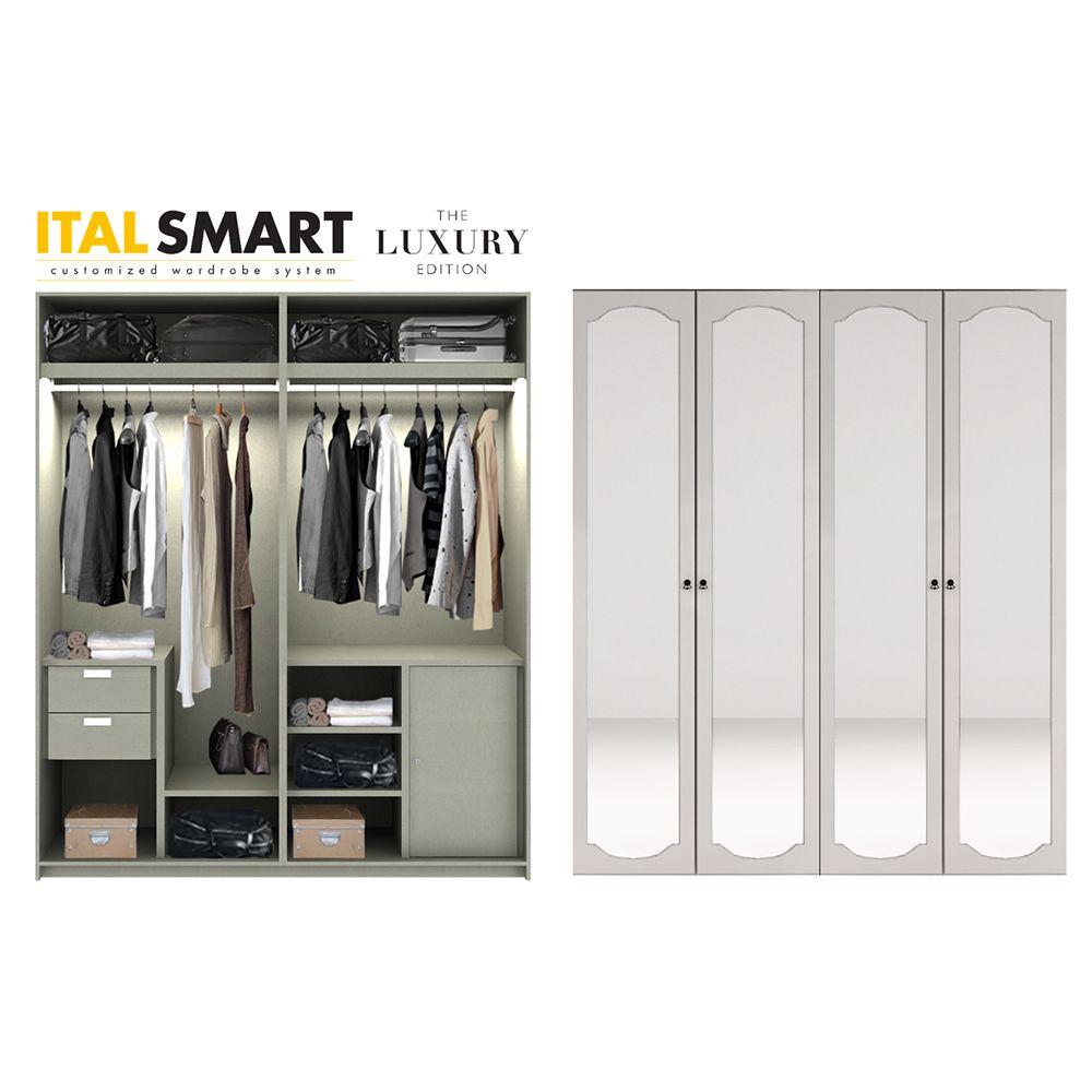 ตู้เสื้อผ้า อิตัล-สมาร์ท รุ่น 2.0 LUX08 - กระจกเงา / กรอบสีขาว