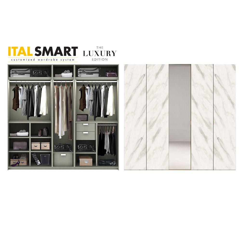 ตู้เสื้อผ้า อิตัล-สมาร์ท รุ่น 2.5 LUX05 - ลายหินอ่อนสีขาว