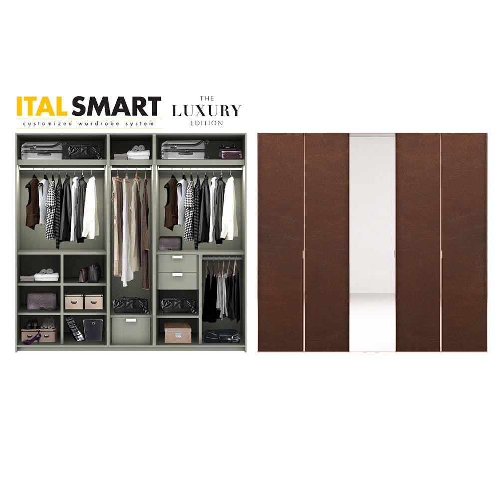 ตู้เสื้อผ้า อิตัล-สมาร์ท รุ่น 2.5 LUX07 - ลายหนังสีน้ำตาล