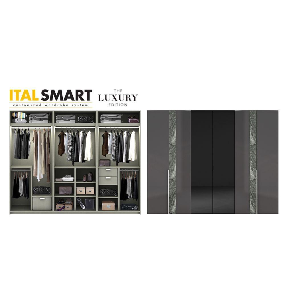 ตู้เสื้อผ้า อิตัล-สมาร์ท รุ่น 3.0 LUX15 - สีเทาเข้ม/กระจกเงาชา