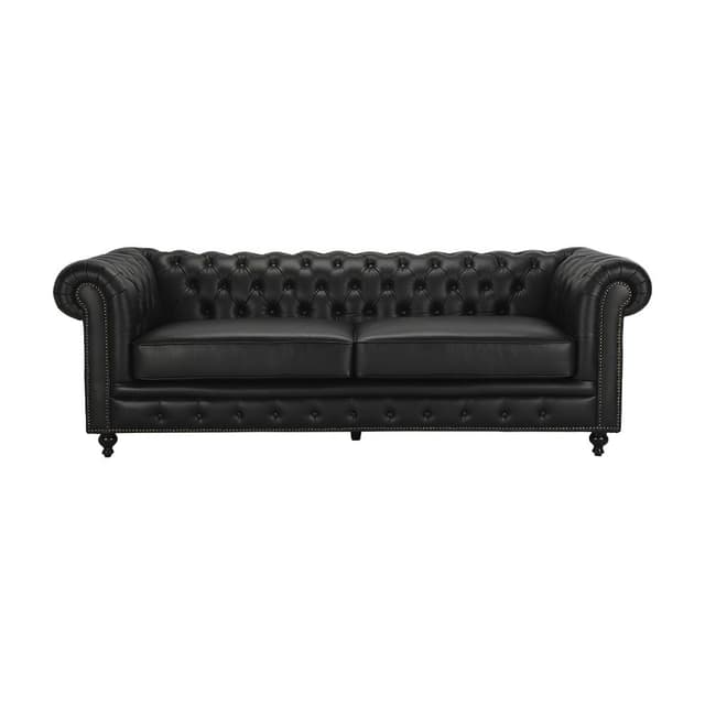 โซฟาหนังแท้ผิวสัมผัส 3 ที่นั่ง รุ่นคลาสสิเค่อ - สีดำ
