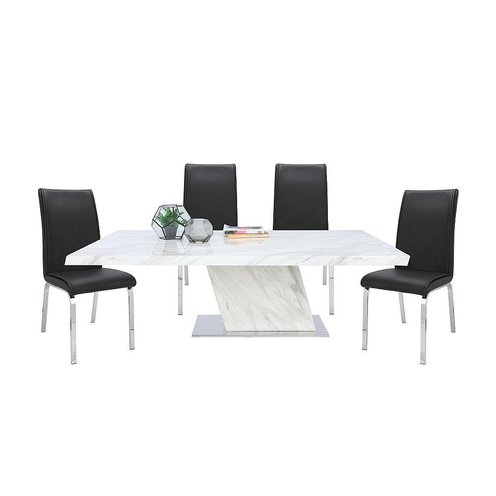 ชุดโต๊ะอาหาร รุ่นอัลลาโน่+ซาว่า (โต๊ะ 1+เก้าอี้ 4) - สีขาว/ดำ