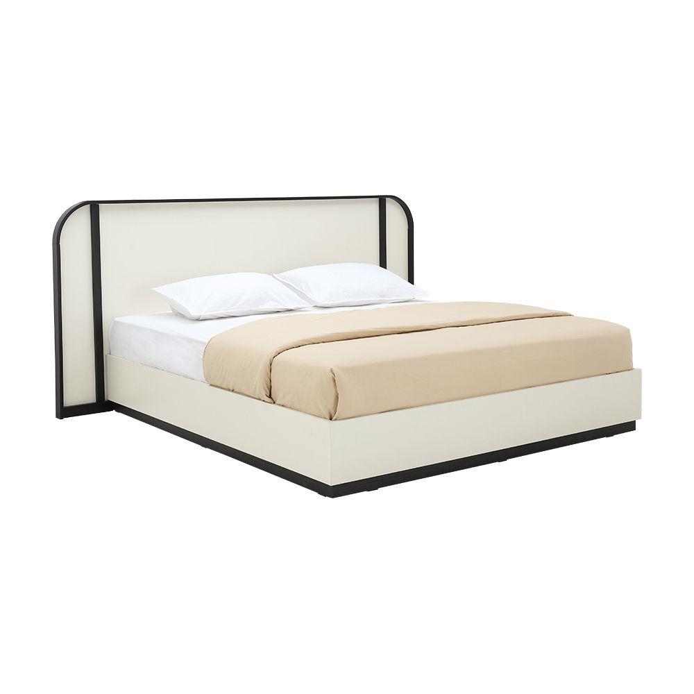 เตียงนอน รุ่นโลรองซ์ ขนาด 6 ฟุต - สีขาวงาช้าง/ดำ