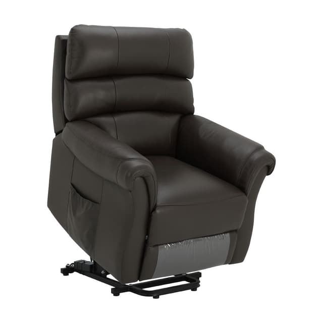 เก้าอี้หนังแท้ผิวสัมผัสปรับไฟฟ้าพยุงลุก 1 ที่นั่ง รุ่นมาร์กาเร็ต - สีน้ำตาลเข้ม