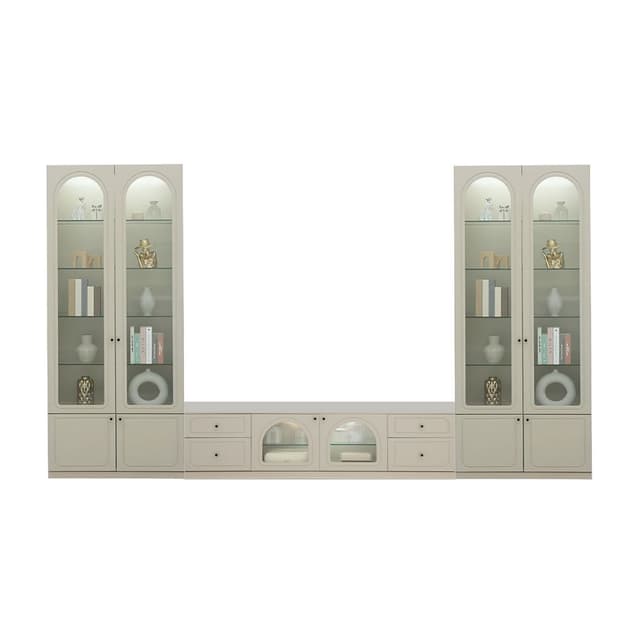 ชุดตู้วางทีวีและตู้โชว์ รุ่นซีรีน - สีเบจ