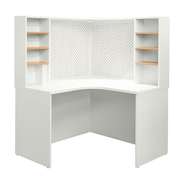 โต๊ะทำงานเข้ามุมพร้อมชั้นวาง รุ่นอโลล่า ขนาด 120 ซม. - สีขาว