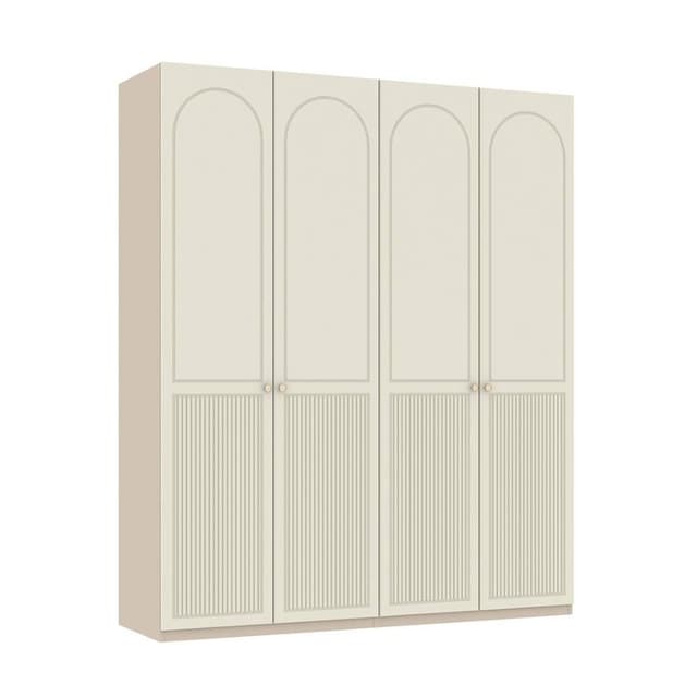 ตู้เสื้อผ้า 4 บาน (บานกลาเซีย) รุ่นพาย ขนาด 200 ซม. - สีเบจ