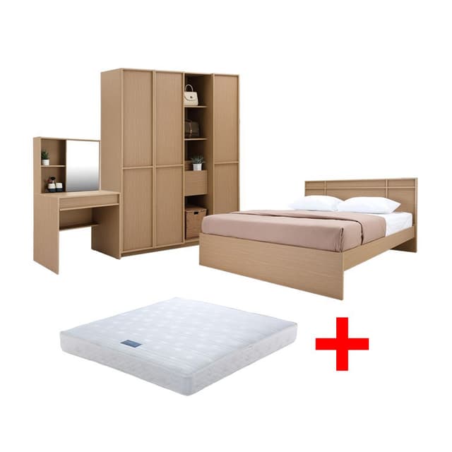 ซื้อชุดห้องนอน รุ่นฟุกุโอกะ ขนาด 6 ฟุต (เตียง, ตู้เสื้อผ้า, โต๊ะเครื่องแป้ง) พร้อมที่นอน รุ่นคอมฟอร์ท แคร์ ขนาด 6 ฟุต หนา 8 นิ้ว ราคาพิเศษ!