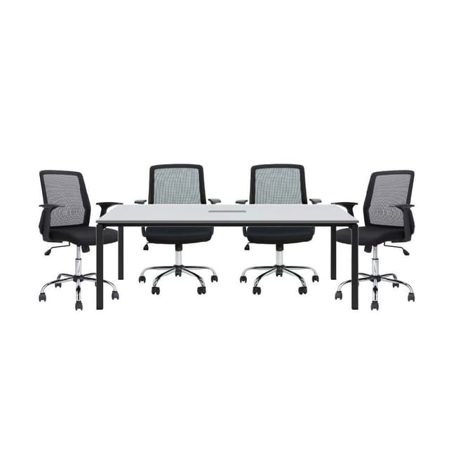 ซื้อโต๊ะประชุม รุ่นจอยน์ ขนาด 240 ซม.พร้อมเก้าอี้สำนักงานพนักพิงกลาง รุ่นทอมสันพลัส (4 ที่นั่ง) ราคาพิเศษ!