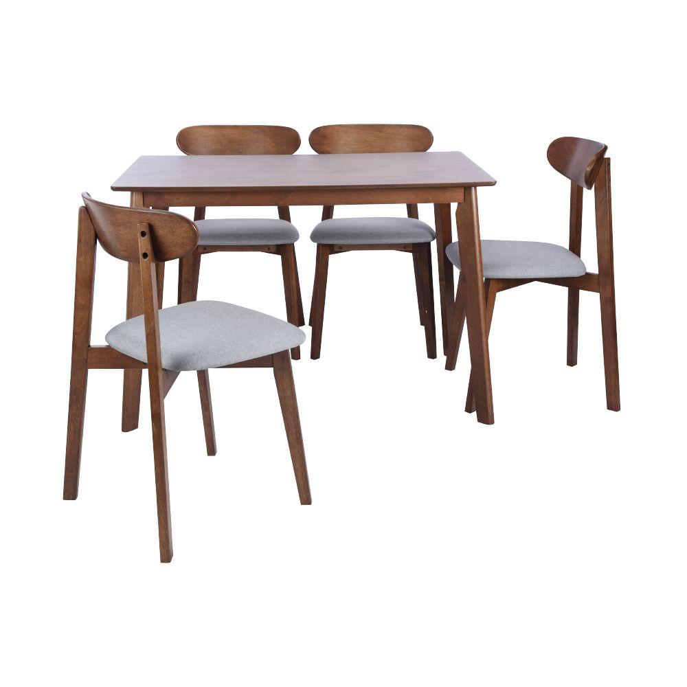 ชุดโต๊ะอาหาร รุ่นมิเชลล์ (โต๊ะ 1 ตัว + เก้าอี้ 4 ตัว) - สีวอลนัท/เทา