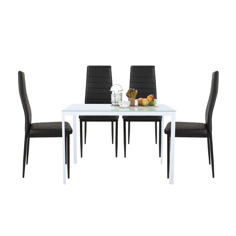 ชุดโต๊ะอาหาร รุ่นเฮนรี่+ชิโน่ (โต๊ะ 1 + เก้าอี้ 4 ) - สีขาว/ดำ