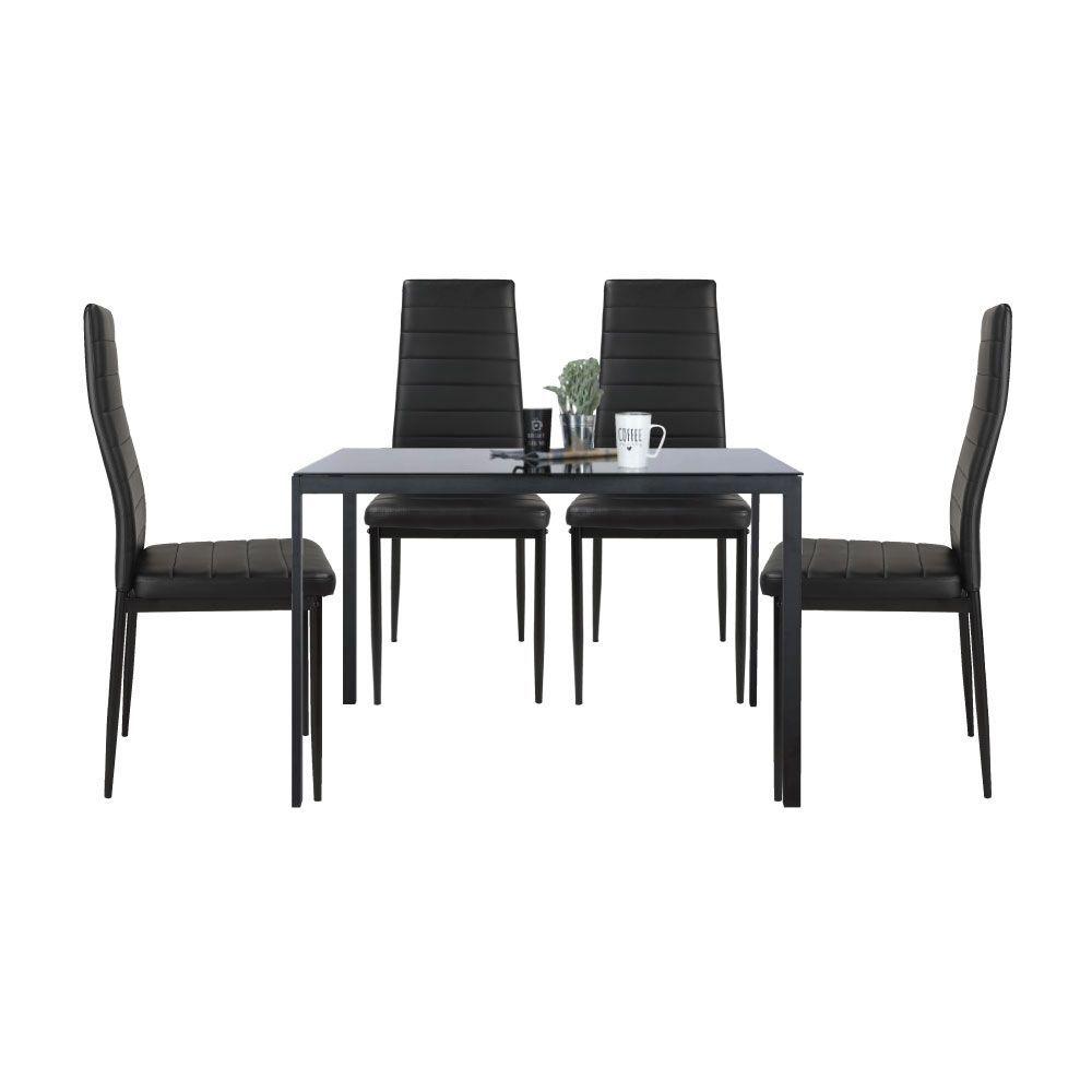 ชุดโต๊ะอาหาร รุ่นเฮนรี่+ชิโน่ (โต๊ะ 1 + เก้าอี้ 4 ) - สีดำ