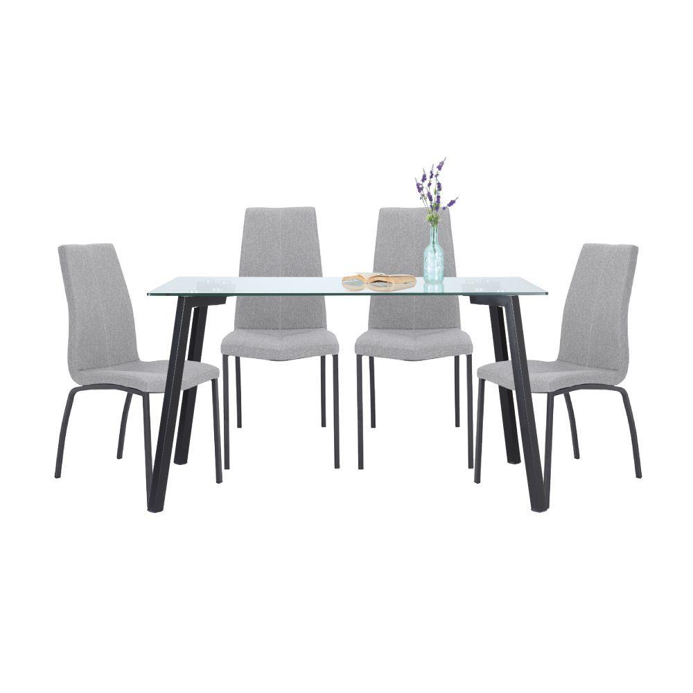 ชุดโต๊ะอาหาร รุ่นกลาสเซีย+คาลิส (โต๊ะ 1 + เก้าอี้ 4) - สีดำ/เทาอ่อน