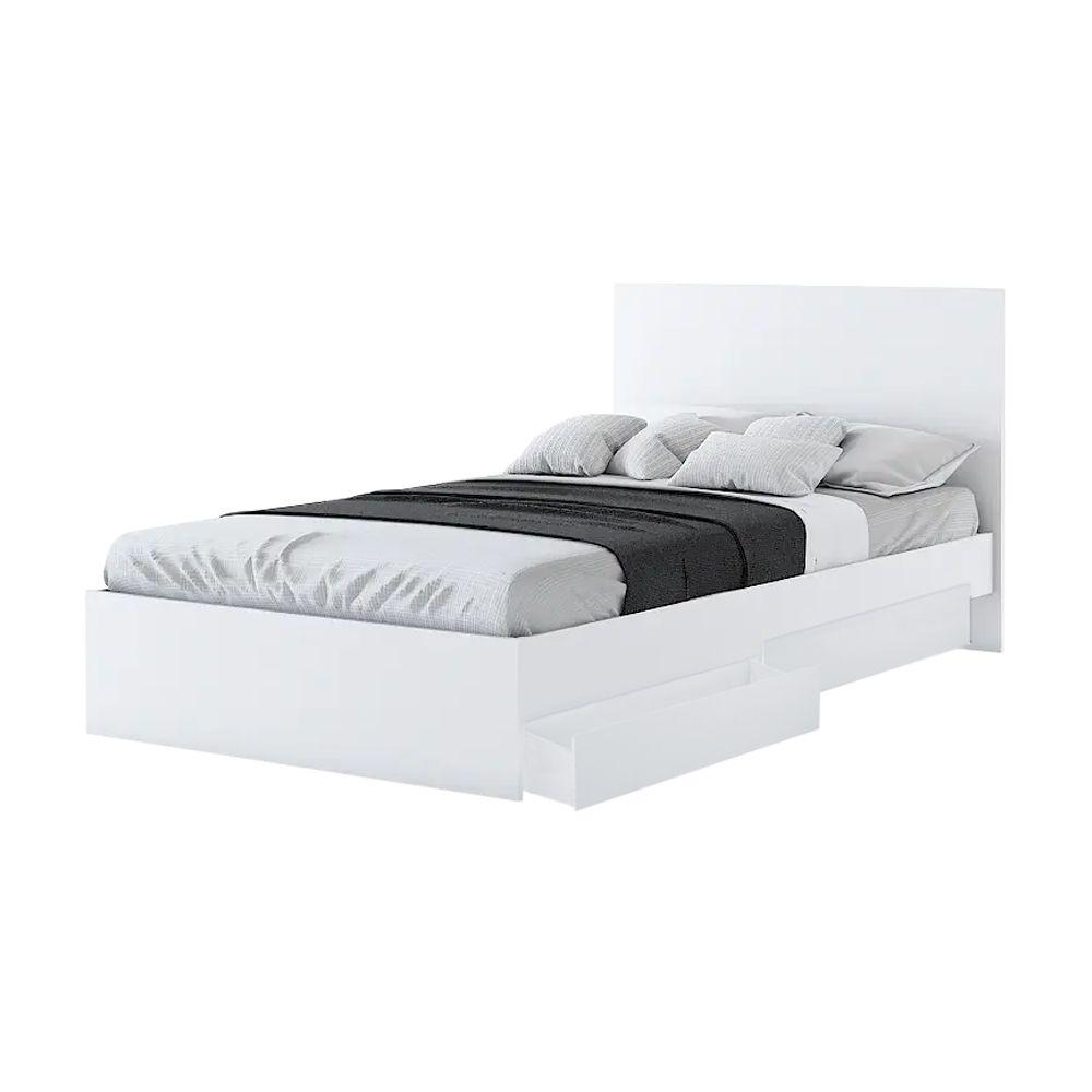 เตียงนอนพร้อมกล่องเก็บของใต้เตียง รุ่นวิวิด พลัส ขนาด 3.5 ฟุต - สีขาว