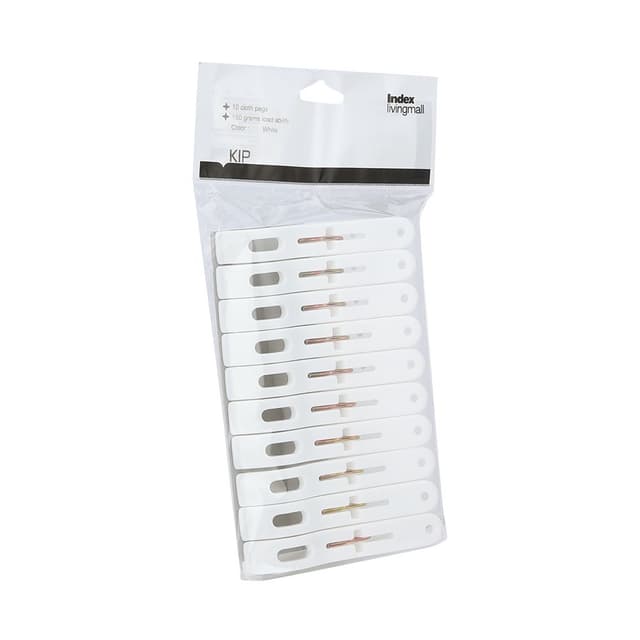 ไม้หนีบผ้า รุ่นโครี่ (10 ชิ้น/ชุด) - สีขาว