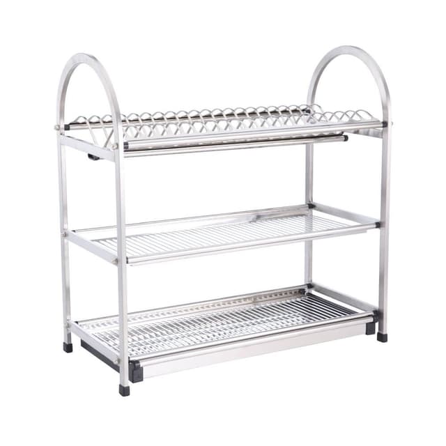 ที่คว่ำจาน 3 ชั้น รุ่นแอ๊บบอต ขนาด 55 x 27 x 55 ซม. - สีเงิน