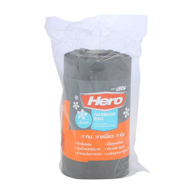 ถุงขยะม้วนกลิ่นหอม รุ่นฮีโร่ ขนาด 18 x 20 นิ้ว (30 ใบ) - สีเทา