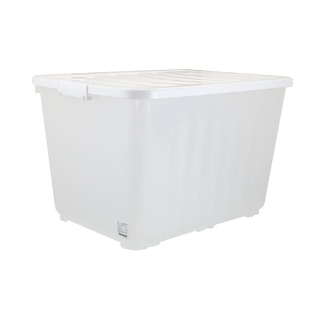 กล่องล้อเลื่อน รุ่นลีอาห์ ความจุ 160 ลิตร - สีใสโปร่ง/ขาว