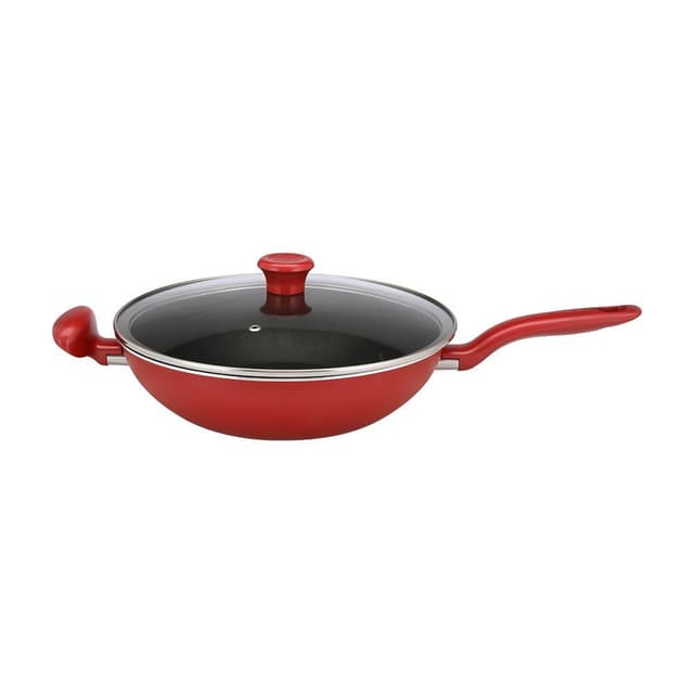 กระทะก้นลึก+ฝาแก้ว รุ่นโซเชฟ ขนาด 30 ซม. - สีแดง