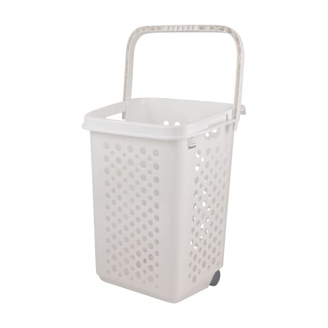 ตะกร้าผ้าหูหิ้ว พร้อมล้อลาก รุ่นแพ็คก้า - สีขาว/เทาอ่อน