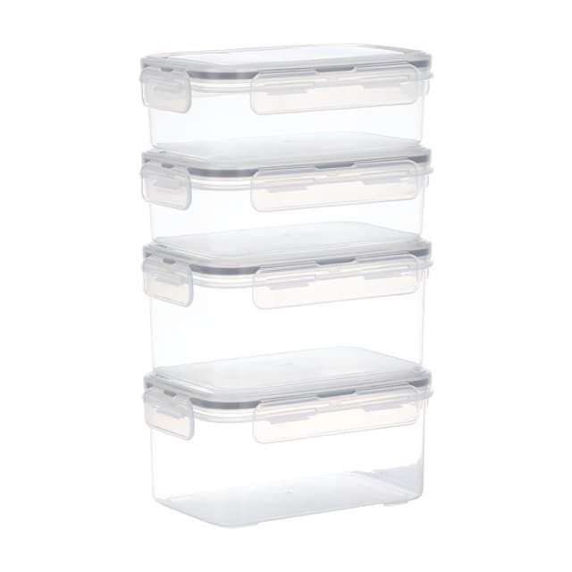 ชุดกล่องถนอมอาหาร รุ่นโบล็อค 8 ชิ้น / ชุด - ใสโปร่ง