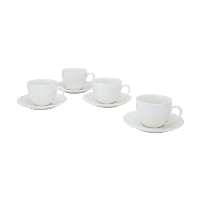 แก้วกาแฟ พร้อมจานรอง 8ชิ้น/ชุด รุ่นโนมอนด์ - สีขาว