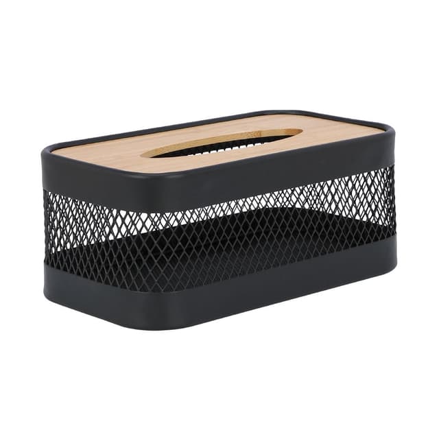 กล่องทิชชู่พร้อมฝาไม้ รุ่นอเล็กซ่า - สีดำ/ธรรมชาติ