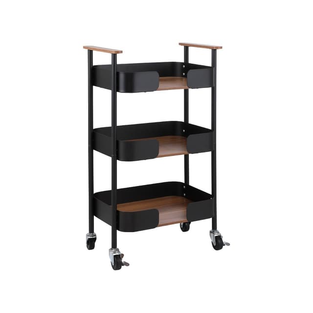 ชั้นวางของ 3 ชั้น+ล้อ รุ่นอากิโกะ - สีดำ/น้ำตาลเข้ม