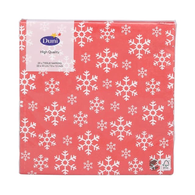 กระดาษเช็ดปาก รุ่นสโนว์เฟลก ขนาด 33 x 33 ซม. - สีแดง