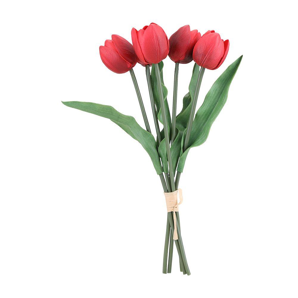 ช่อดอกทิวลิป 5 ดอก รุ่นทิลลี่ ขนาด 38 ซม. - สีแดง