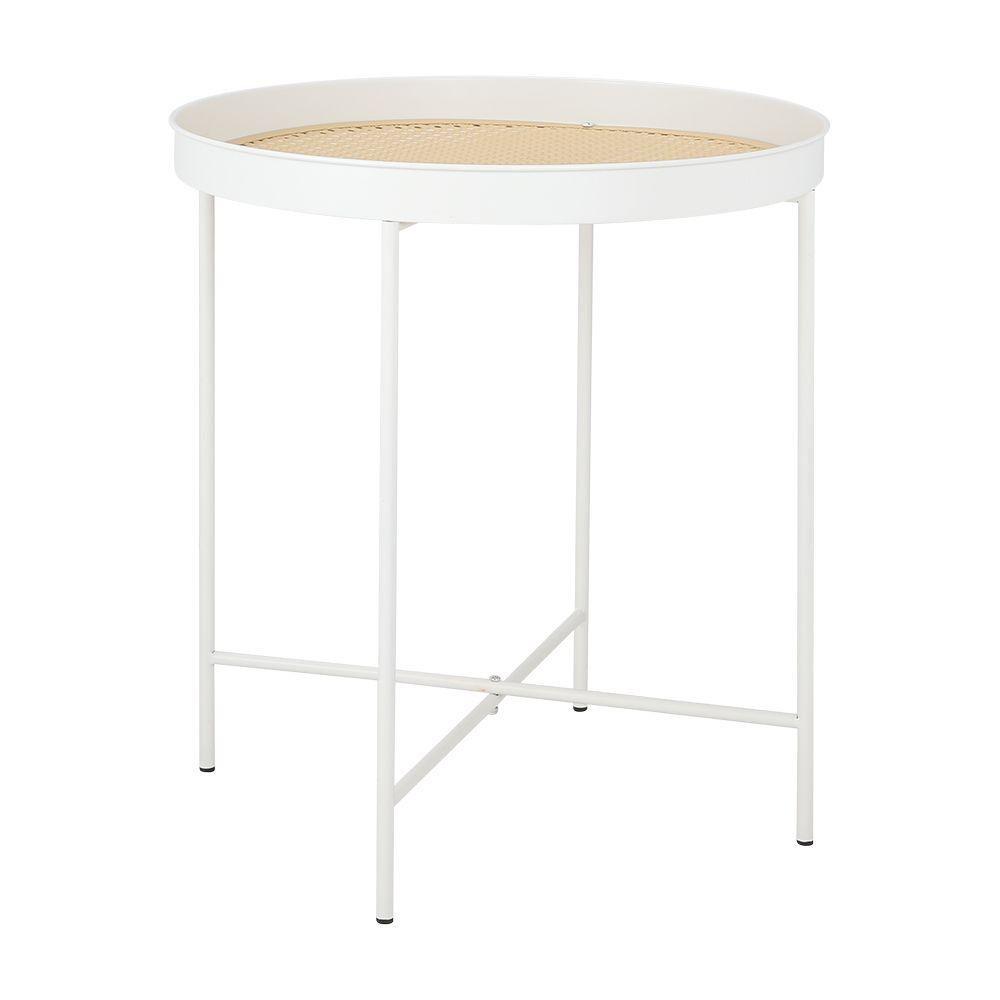 โต๊ะข้างอเนกประสงค์ รุ่นสาน - สีขาว/ธรรมชาติ