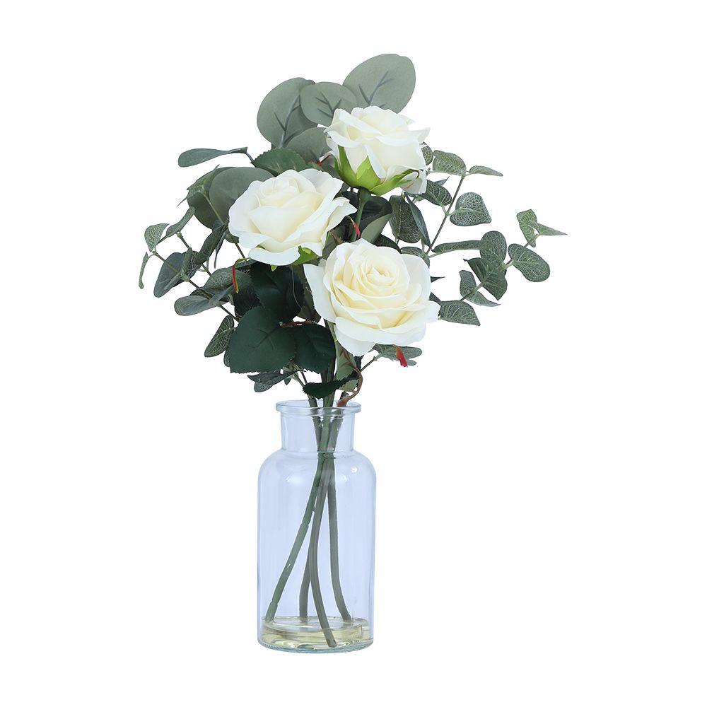 ดอกกุหลาบในแจกันแก้ว รุ่นออร์เน็ตต้า - สีขาว/ใสโปร่ง