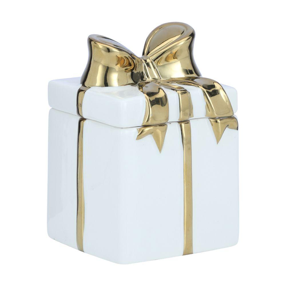 รูปปั้นกล่องของขวัญ รุ่นกิ๊ฟท์ทาล่า ขนาด 5.7 นิ้ว - สีขาว/ทอง