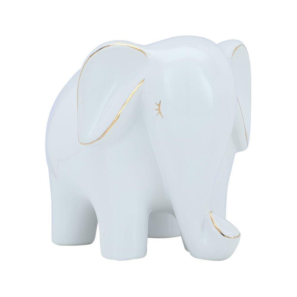 รูปปั้นช้าง รุ่นชางกี้ ขนาด 5 นิ้ว  - สีขาว/ทอง