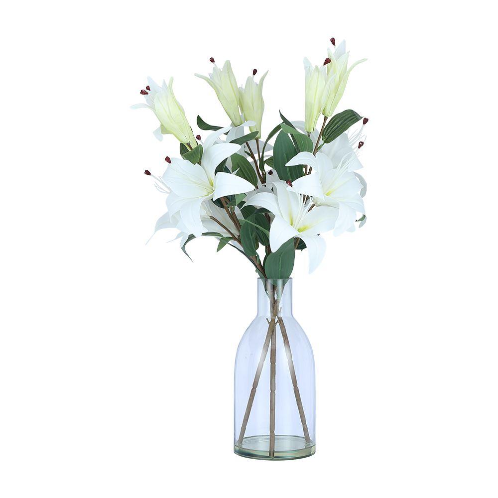 ดอกลิลลี่ในแจกันแก้ว รุ่นลินนี่ - สีขาว/ใสโปรง