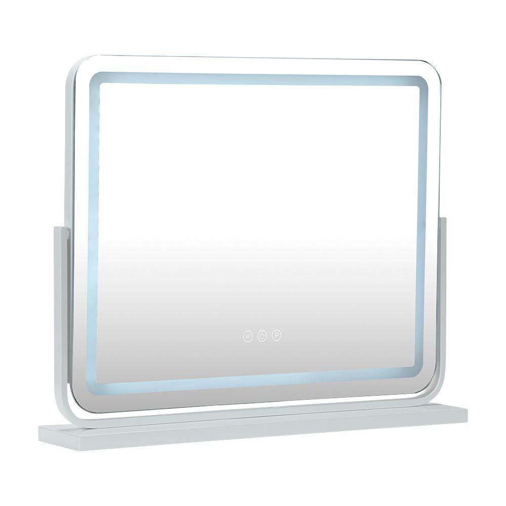 กระจก LED ตั้งโต๊ะทรงเหลี่ยม รุ่นเฟรยา - สีขาว