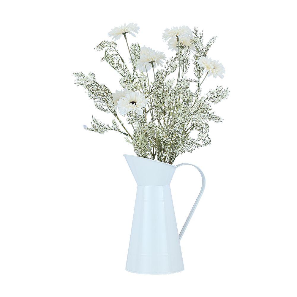 ดอกไม้แห้งในแจกันเหล็ก รุ่นฟิโอน่า - สีขาว