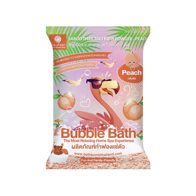 บาธพาวเดอร์ SABOOTHAILAND รุ่นบับเบิ้ล บาธ กลิ่นพีช ขนาด 100 กรัม - สีชมพู