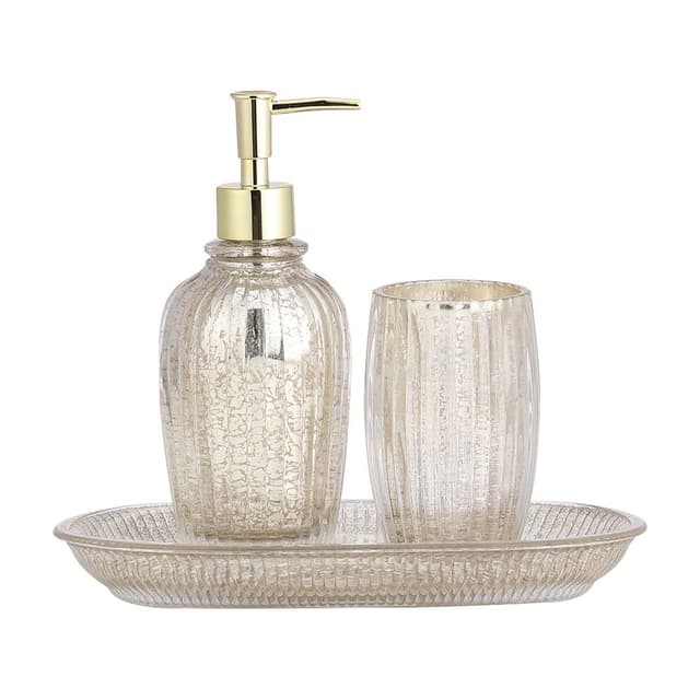 อุปกรณ์ในห้องน้ำ รุ่นซิลว่า (3 ชิ้น/ชุด) - สีทอง/ใสโปร่ง