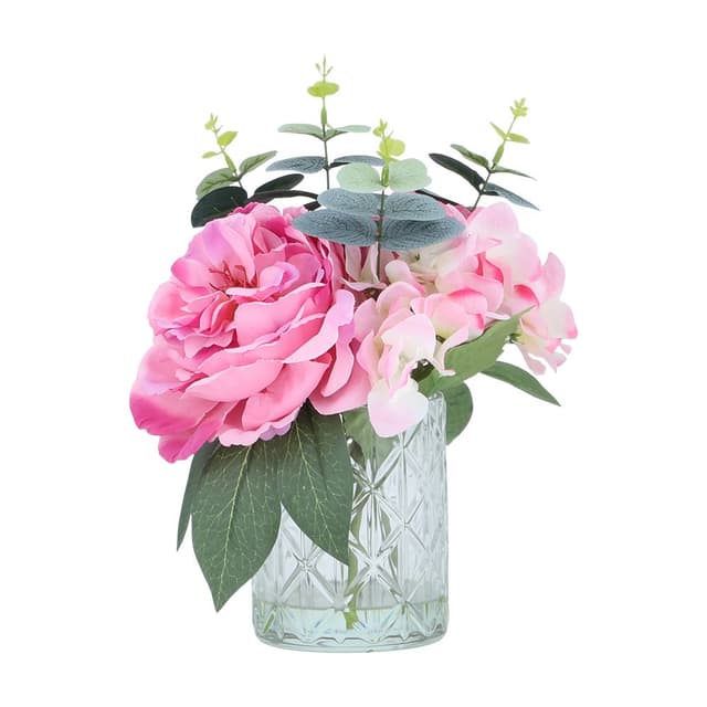 ดอกไม้ในแจกันแก้ว รุ่นเจเน็ต - สีชมพู/ใสโปร่ง