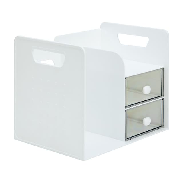 ที่เก็บของพร้อมลิ้นชัก 2 ชั้น รุ่นเดนี่ - สีขาว/ใสโปร่ง