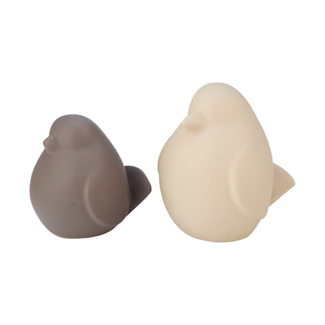 รูปปั้นนก รุ่นชิปปี้ (2 ชิ้น/ชุด) - สีเบจ/เทาเข้ม