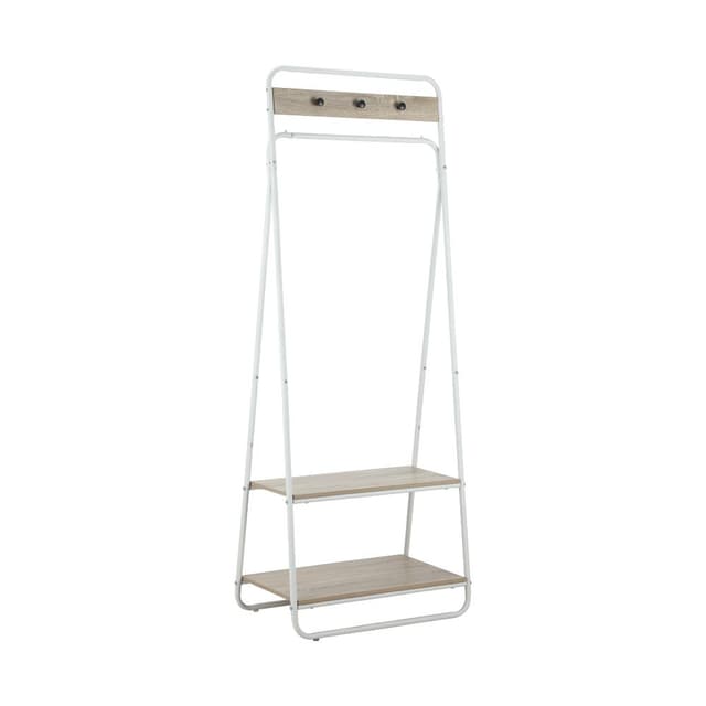 ราวแขวนผ้าพร้อมชั้นวางของ 2 ชั้น รุ่นไอริน่า - สีขาว/ธรรมชาติ