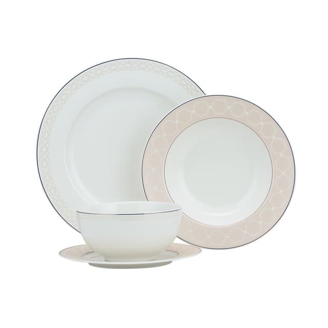 ชุดภาชนะ รุ่นลาเวนซ์ (8 ชิ้น/ชุด) - สีชมพู/ขาว