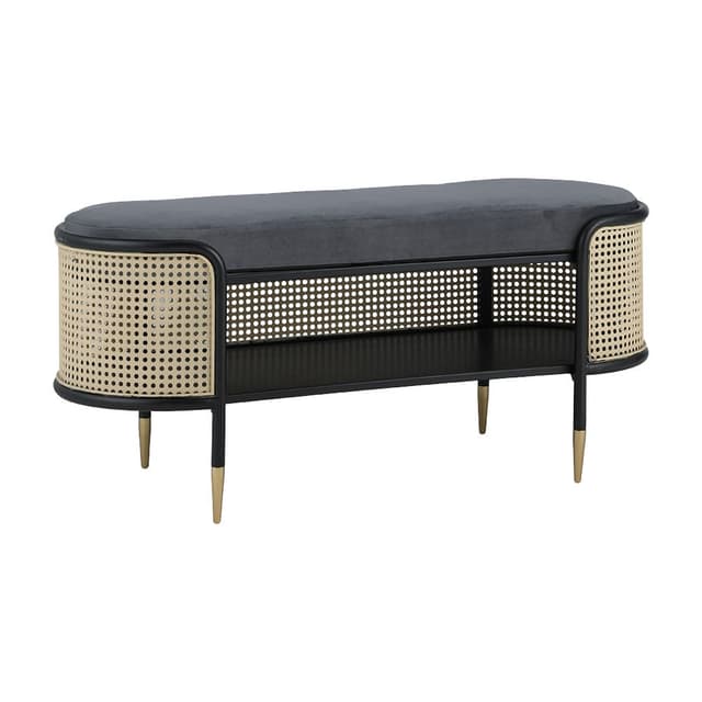 ม้านั่งพร้อมที่เก็บของ รุ่นฮิโรชิ - สีดำ/ธรรมชาติ