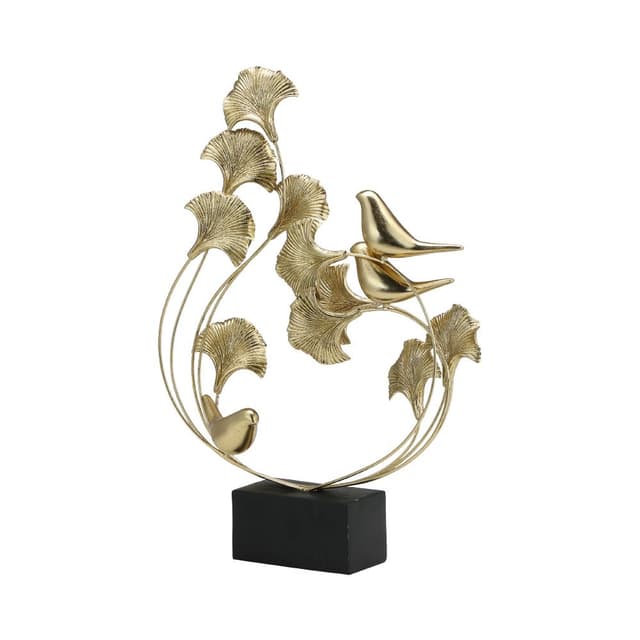 รูปปั้นใบกิงโกะและนก รุ่นลัลลา ขนาด 19 นิ้ว - สีทอง/ดำ