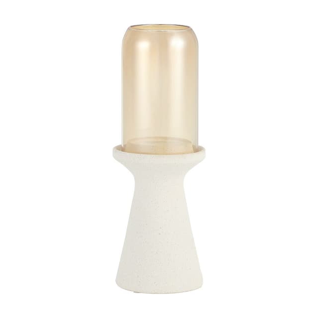 เชิงเทียน รุ่นออสเม่ย์ สูง 17.5 ซม. - สีขาว/น้ำตาลอ่อน